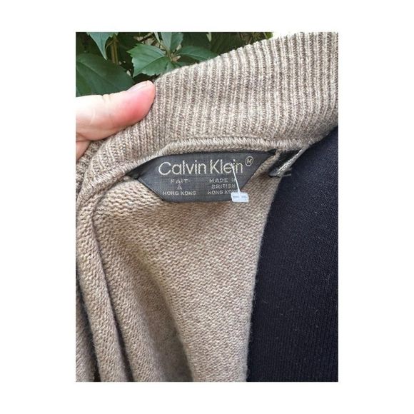 Vintage | 80s Calvin Klein 3-Ply Lambswool Cardigan Full Zip Sz M - Picture 8 of 10